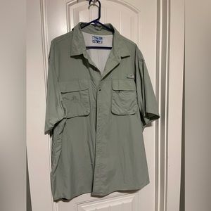 World Wide Sportsman Short Sleeve Olive Green Fishing Shirt Vented 3XL